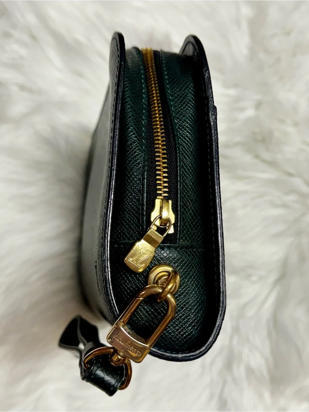 Louis Vuitton Clutch Wrist Strap Dark Green Epi Orsay + Dust Bag Unisex 9x6x2”